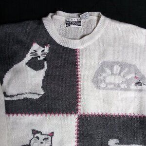 Vintage Design Zone Cats Kittens Crewneck Sweater
